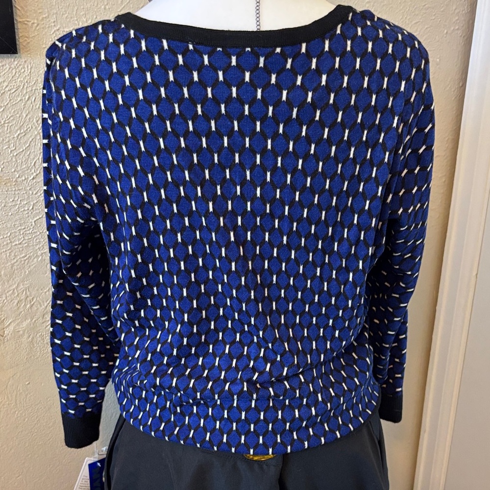 NWT Peter Nygard Blue Black Cardigan Sweater size M - Picture 3 of 5